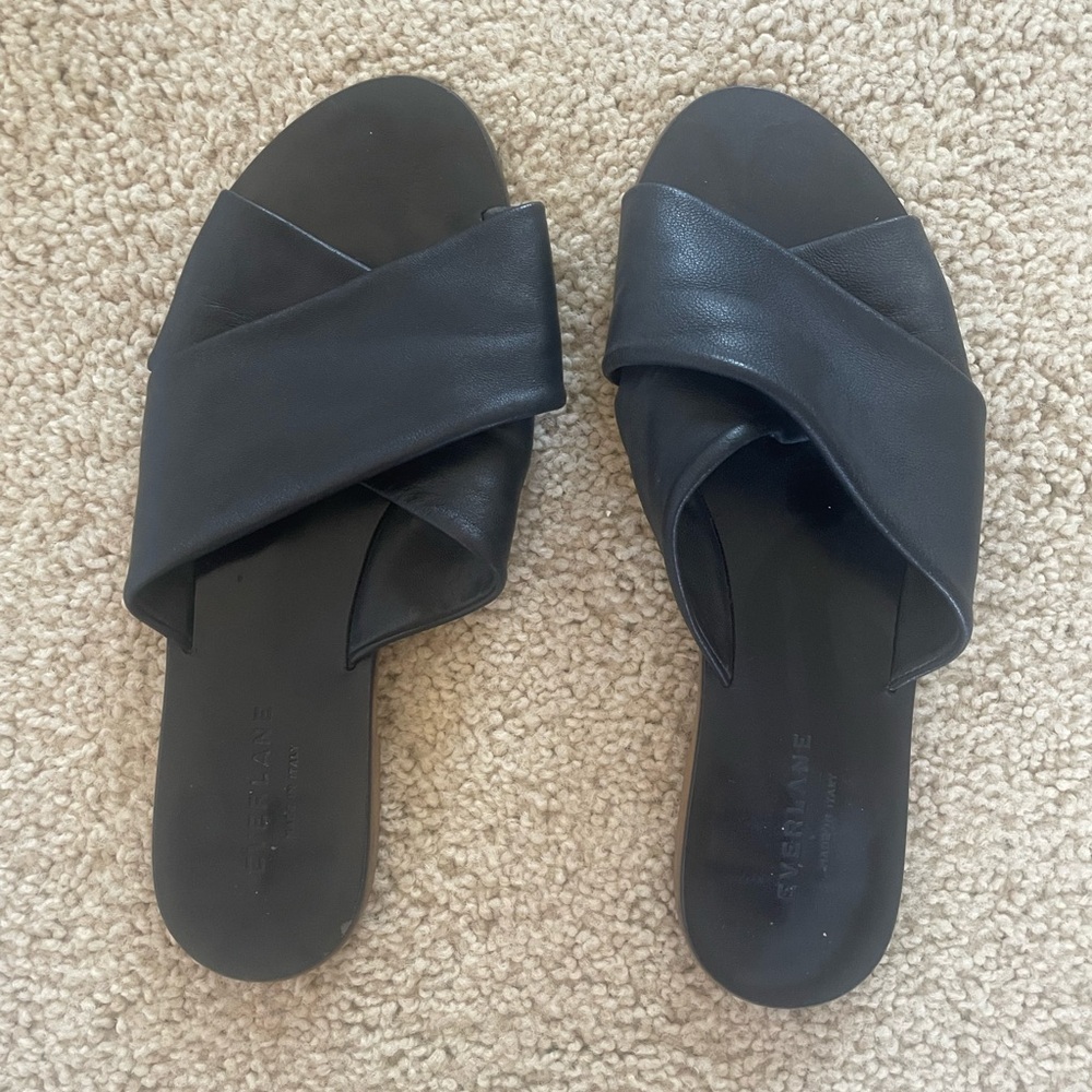 Everlane Black Crisscross Slide Sandals